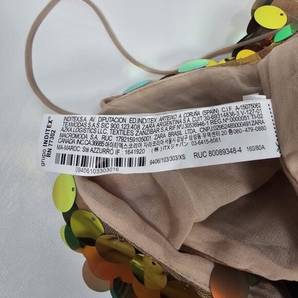 NWOT ZARA Metallic Gold SEQUIN Crop TOP Thin Straps 9406/103‎ Size XS - Picture 15 of 16